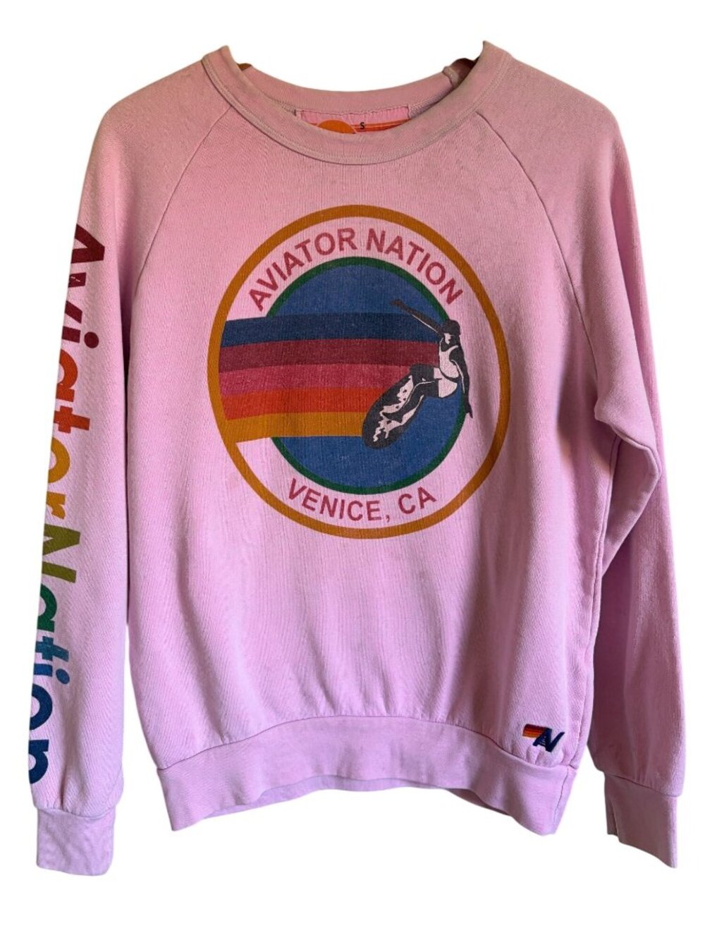 Aviator Nation Venice Crew Neon Pink Sweatshirt Size Small